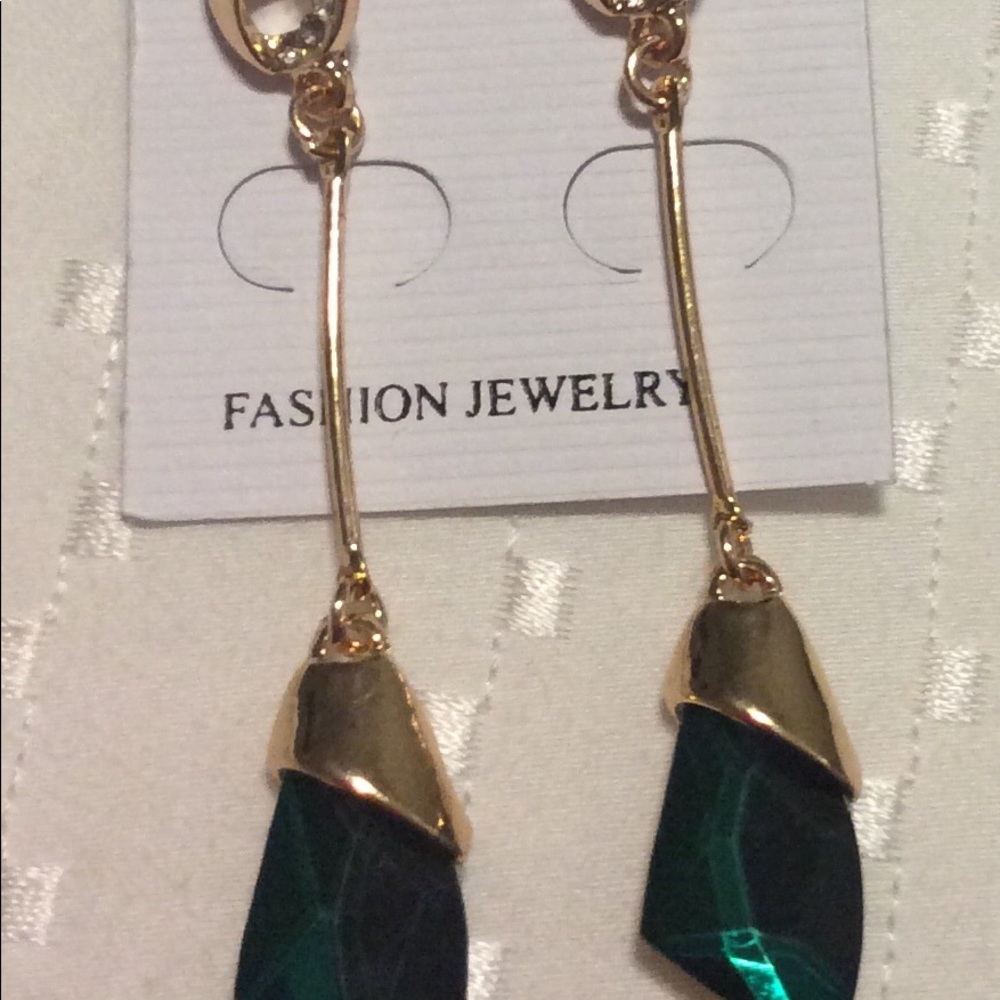 Gold plated green earrings